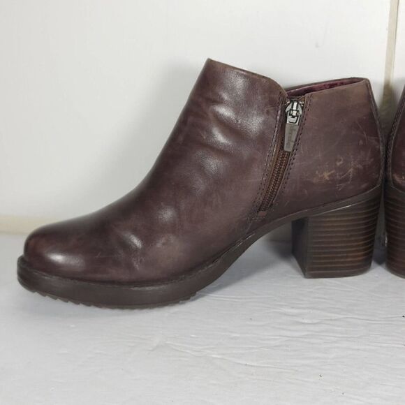 DANSKO Women's Amelia US 7-7,5 EU 38 Brown Leather Zip Block Heel Ankle Boots - Picture 7 of 14